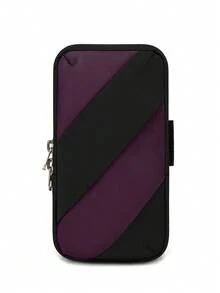 1pc New Fashion Color Block Patchwork Phone Pouch, Nylon Material Zipper Closure, Multi-Color Options, Casual Stylish Lightweight Arm Bag Suitable For Daily, Sports, Running, Work, Gym - Multicolor - View 15