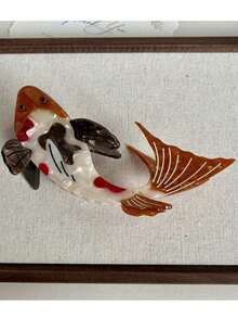 海洋沙滩系列:大白鲨、水母、海马发夹,新款醋酸纤维鲸鱼发夹,夏日条纹鱼发夹,海洋发爪,百搭时尚发饰,清爽发夹,适合女孩和女士。 - 彩色 - 查看 5