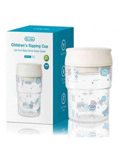 1pc 280ml Silicone Straw Cup, Leak-Proof Soft Spout Cup For School Kids, Durable And Easy To Clean