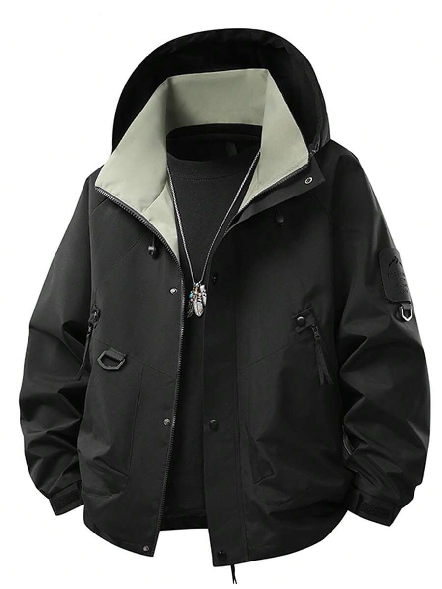 Men's Autumn Outdoor Hiking Jacket, 3-In-1 Windbreaker Coat, Suitable For Mountaineering, Travel, Trekking - Black - View 1