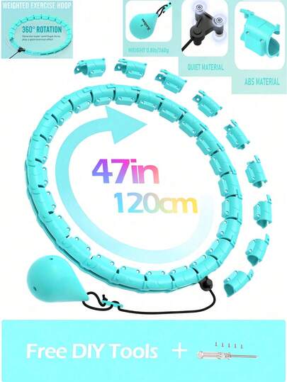 1pc Weighted For Weight Loss, Designed For Adults, Infinite Adjustable Size, 47 Inch/120cm, With 24 Detachable Links And DIY Hollow Balls, Suitable For Women And Beginners, Multiple Colors Available, Perfect Christmas & New Year Gift