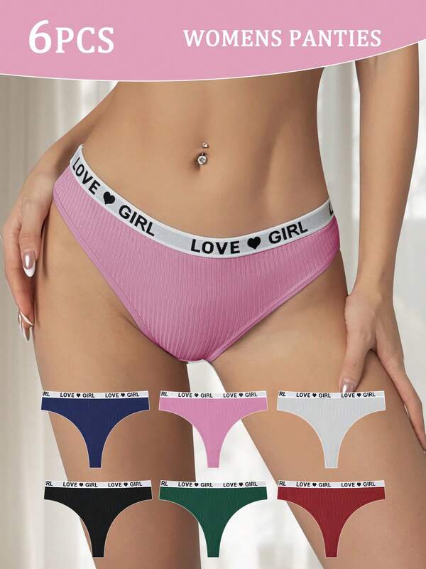 6 Stücke/Packung Damen bequeme minimalistische String Höschen