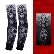 2pcs Sun Protection Sleeve Covers For Men, Thin Tattoo Arm Sleeves, Sun-Shading Sleeve, Cool Cycling Sleeves For Summer Fake Tattoo Arm Warmers Autumn Outfits Halloween Costumes Black Arm Sleeve Gifts For Men