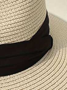 قبعة قش نسائية ورجالية قطعة واحدة، قبعة شاطئ صيفية، قبعة شمس، قبعة علوية، لون أحادي، بوهيمي عادي لفصلي الربيع والصيف