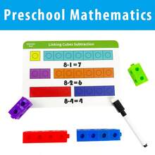 儿童数学积木学习套装,随机积木颗粒套装,幼儿及学龄前儿童益智数学玩具,互动计数积木,包含活动卡片和白板笔的数学教学工具,培养早期数学技能,早期儿童智力开发玩具,STEM玩具,儿童数学拼图,学龄前儿童返校礼物 - 彩色 - 查看 8