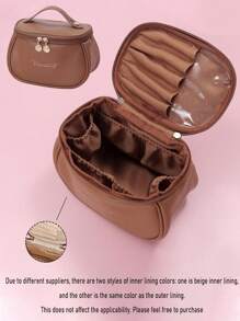 1PC Multi-Functional Travel Makeup Bag Waterproof Make Up Pouch Large-Capacity Cosmetic Storage Bag Portable Beach Bag Double-Layer PU Leather Cosmetic Bag Gift Bags Bathroom Toiletry Bag Ladies Travel Cosmetic Organizer Double-Layer PU Leather Material, Large-Capacity, Multi-Functional,