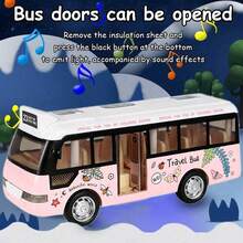 Autobús interactivo de la ciudad para niños con luces y sonidos, vehículo de juguete de plástico con retroceso, perfecto para el tiempo de juego de los niños, regalos de vuelta a la escuela - Multicolor - Ver 12