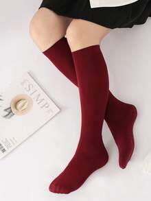 1/4/5 paia di calze a mezza gamba/polpaccio di colore unito per donna, con motivo a onde antiscivolo, in nero/marrone/bordeaux/beige, calze eleganti, stile Y2K, calze calde e confortevoli