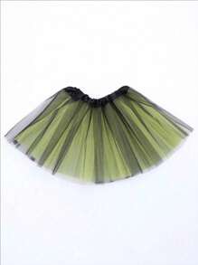 1pc Colorblock Mesh Tutu Skirt, 12inch For Teens, 16inch For Adults, Versatile Party, Running, Ballet, Stage, Halloween, Christmas, Carnival Costume, Multi-Layer, Mesh Princess Skirt