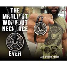 Men Chain NecklacesWorkout Necklace For Men Weight Plate Necklace Dumbbell Necklace For Savages And Rough Guys Awesome Gym Plate Necklace Great Present For A Sport Addict Adjustable Leather Cordfor Boys - 如圖 - 查看 2
