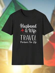 Husband Wife Travel Partners For Life Maglietta Uomo Donna Moda Coppia Viaggio Idea Regalo San Valentino Cotone Casual Comoda  Shopping Online Offerta