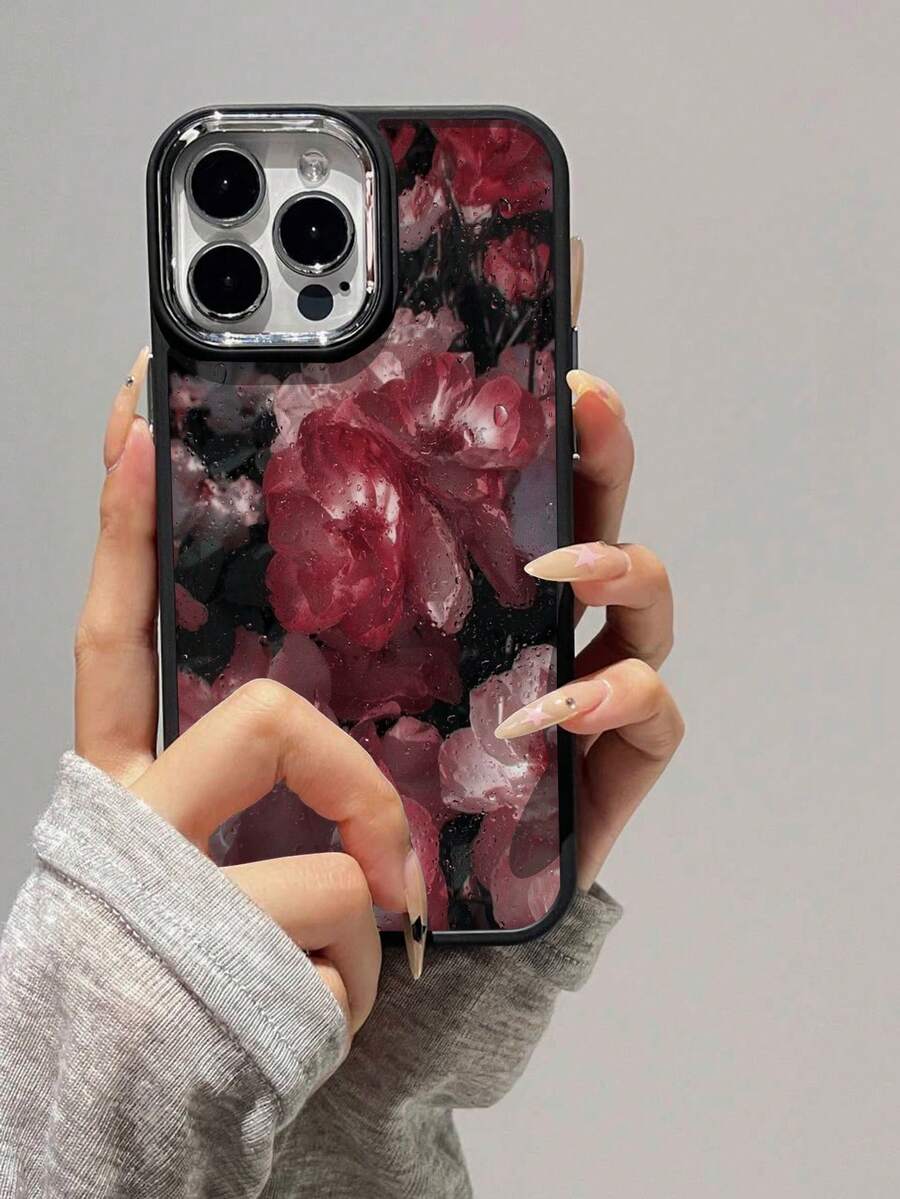 1pc Vintage Floral Pattern Soft Silicone Phone Case, Scratch-Resistant Compatible With Apple & Phones Waterproof Shockproof Anti-Fall
