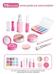 Juego de cosméticos para niños y niñas pequeñas, maquillaje infantil, lápiz labial, rubor en polvo para el rostro, set de cosméticos infantiles, maquillaje de simulación de juguete (no cosméticos reales), juguetes adecuados para niñas de 3 a 9 años, regalos de cumpleaños y regalos festivos ideales para niñas - Multicolor - Ver 12