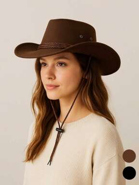 1 Stück braun & schwarz Cowboyhut, Weihnachtsgeschenk, geeignet für Weihnachten, vielseitiger Stil, passend für Feiertage, Urlaub & Partywear