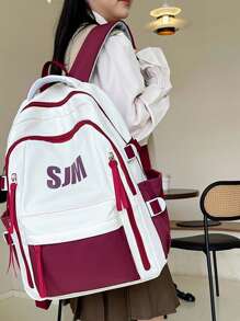 New Stylish Contrast Color Men's Backpack, 26L Large Capacity Casual Daypack For Students, Business Trip, Travel School Bags University Bag Bag For School College - Red - View 7