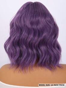 SMILCO 14-Inch Purple Wavy Wig For Women With Straight Bangs To Make Your Face Look Smaller. Medium-Length Hair Is Fluffy And Natural. Fashionable For Daily Outings - Màu tím - Xem 3