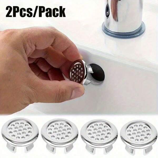 2/4pcs Plastic Bathroom Kitchen Sink Overflow Ring, Overflow Cover Insert Replacement Part, Chrome Round Hole Drainage Cap, Basin Accessory