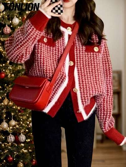  Tonlion 女士秋冬优雅韩版羊毛开衫