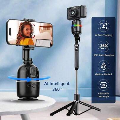 适用于手机的 AI 云台稳定器 360 自动面部跟踪桌面随动云台支架，适用于相机运动相机，可选遥控
