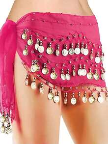 Belly Dance Hip Scarf Women's Belly Dance Costume Skirt Wrap For Dance Or Yoga Class Coins Belly Dance Hip Scarf Belt Halloween Costume Accessory