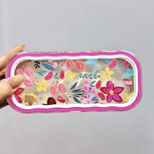 1个可爱狗狗、猫咪和花卉图案全框眼镜盒，男女通用时尚眼镜及首饰收纳盒，透明便携防压眼镜框，塑料材质，磁吸和按钮双开门 - 多色2 - 查看 13