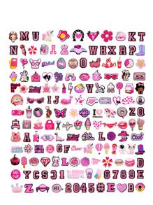 Non-Repeat 8/20/38/50Pcs Pink Series DIY Charms For Shoe Key Chain Sandals Beach Bags, PVC Shoe Charms For Clogs Premium Quality Popular Decorations Accessories Great Gifts For Christmas, Birthday, Party