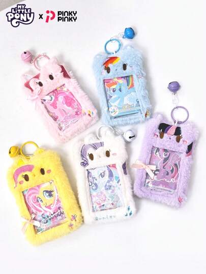 MY LITTLE PONY Flickors plyschkorthållare Kortfodral Unicorn & Rainbow Dash Söt Campus-ID-plånbok med dekorativ nyckelring, matkort, dokumentset, studentvaror Modedekoration för julklapp till högtider för kvinnor och tjänstemän