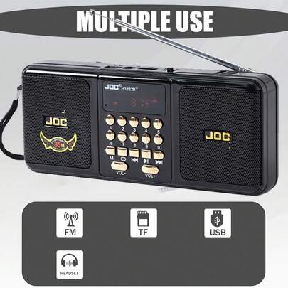 SENBOWE 便携式收音机，FM/USB/卡模式，音量调节旋钮，高品质无线扬声器，桌面收音机，3.5 毫米耳机插孔，适合露营、骑自行车、聚会、礼物，HIFI 音质，便携式防丢失挂绳 1200mAh