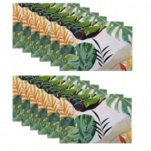 1/4/6/8/12 Pcs Linen Dining Table Placemats, Washable Ocean Seashell Printed Table Mats, Surface Protective Pads, Indoor Outdoor Dining Table Decor, Suitable For Holiday Parties & Kitchen