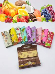 2件組新款水果香氣捲菸紙（含50張捲菸紙＋50個濾嘴），手工預捲菸紙，便攜式捲菸紙，濃郁水果香氣，抽菸配件，送給親友的完美禮物 - 彩色 - 查看 1