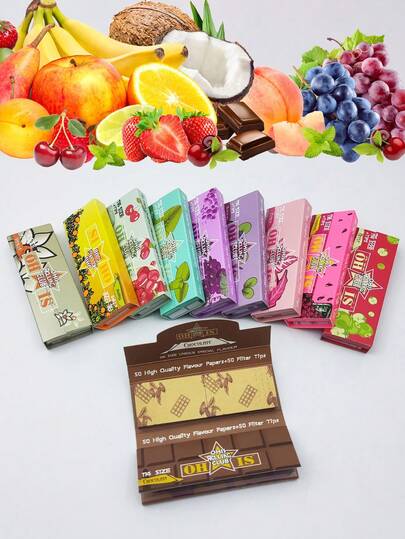 2 paquetes de papel de liar con aroma a fruta (cada paquete contiene 50 papeles de liar + 50 filtros), papeles de cigarrillo enrollados a mano, papeles de cigarrillo portátiles con fragancia de fruta rica, accesorios para fumar, accesorios de tabaco, regalo perfecto para amigos y familiares, Navidad, Halloween, San Valentín, cumpleaños, regalo, fiesta