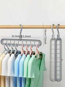 5 piezas de perchas plegables de plástico con 9 agujeros, organizador de ropa de ahorro de espacio de alta resistencia, para habitación, armario, clóset, hogar - Gris - Ver 3