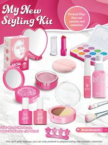 Juego de cosméticos para niños y niñas pequeñas, maquillaje infantil, lápiz labial, rubor en polvo para el rostro, set de cosméticos infantiles, maquillaje de simulación de juguete (no cosméticos reales), juguetes adecuados para niñas de 3 a 9 años, regalos de cumpleaños y regalos festivos ideales para niñas - Multicolor - Ver 10