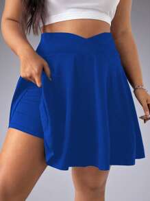 Damskie letnie sportowe spodenki sportowe na świeżym powietrzu, do biegania, fitnessu, swobodne, w jednolitym kolorze, golfowe, z dekoltem w serek, z wysokim stanem, wyszczuplające mini spódniczki