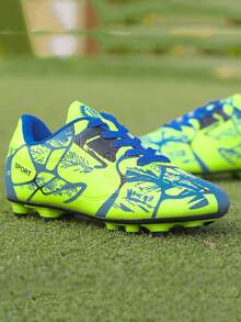 Camouflage Pattern Asymmetrical Color Asymmetrical Tongue Design Breathable Comfortable Outdoor Football/Soccer Shoes, Hiking Shoes, Cleats For Teenagers, Students, Campus Sports