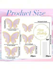 21 件/11 件/10 件紫色蝴蝶蛋糕装饰、生日快乐金色金属蛋糕装饰、生日蛋糕蝴蝶派对装饰（包括生日快乐金属蛋糕装饰和十只紫色蝴蝶）、蝴蝶纸杯蛋糕装饰、女士派对蛋糕装饰、生日周年蛋糕装饰、婚礼蛋糕装饰、母亲节蛋糕装饰、混合尺寸 - 彩色 - 查看 12