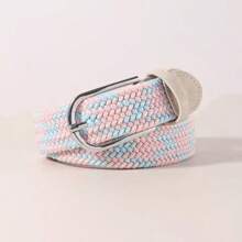 1 条女士帆布弹力编织装饰腰带，时尚休闲复古皮带，无扣，适合晚宴、派对、日常穿着、婚礼等场合秋季、万圣节