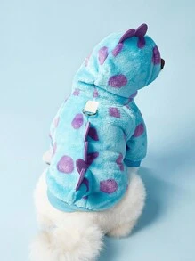 PETSIN 1pc Pet Clothes For Cats And Dogs, Universal Apparel With Leash Hook, Cute Short Dragon Hoodie With Horns For Small Dogs - Floral Dinosaur