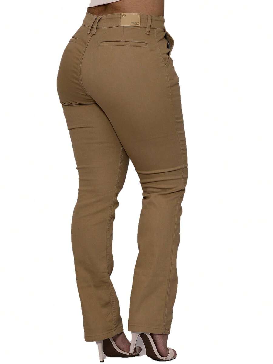 Malloy Women's Straight Twill Satin Social Tailored Trousers - 棕色 - 查看 1