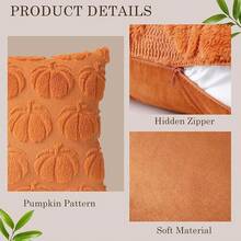 EstiloTendenciaGenéRico 2 Fundas De Almohada De OtoñO,Funda De Almohada De Calabaza De Halloween,Funda De Cojines Cuadradas-Para OtoñO, AccióN De Gracias Para Sofá Y DecoracióN Del Hogar (MarróN)Calidad PremiumVersióN Mejorada - Naranja - Ver 3