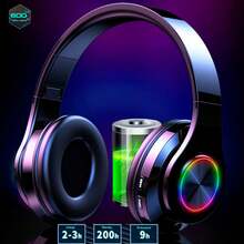 Wireless Gaming Headset With Microphone Bluetooth 5.2, Foldable Over Ear Headphones With Dual Wired/Wireless Mode, Long Battery Life, Lightweight Comfortable Design For PC Laptop Phone Travel Sports - màu đen - Xem 6