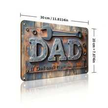 [2D 平面] 复古老爸工作室金属标牌 - “如果爸爸修不好，就没人能修好” - 30.48x20.32 厘米乡村风格墙面艺术，带扳手和螺丝刀设计 - 完美的父亲节礼物，适合家庭、车库、办公室或酒吧装饰 | 非常适合生日派对和乔迁庆典、车库装饰 | 幽默装饰 | 耐用墙面艺术，金属墙面艺术装饰