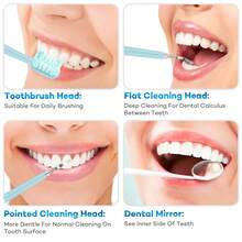 Electric Ultrasonic Scaler, Oral Care Kit, Teeth Whitening Scaler, Calculus, Plaque, Tartar And Other Cleaning, 5 Modes, Timer Reminder Function, With Usb Charging Base, Toothbrush Head, 2 Scaler Heads, Oral Mirror - Blue - View 10