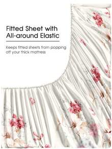 4 件套植物园粉色花朵图案床单套件，易于护理超细纤维柔软床上用品套件，花卉床笠套件（1 件床单+1 件床笠+2 个枕套），床笠套件，特大号双人床，全尺寸床单，深口袋，最大 11.8 英寸枕套，柔软透气防皱，更适合睡眠，豪华酒店风格，送给妈妈爸爸朋友的礼物 - 彩色 - 查看 6