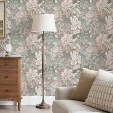 波西米亚花卉壁纸 - 可移除自粘乙烯基墙纸，白色、粉色、绿叶图案 - 易于粘贴和剥离，无残留 - 适用于客厅、卧室、厨房、浴室 - 现代农舍装饰 - 经济实惠的家居升级，波西米亚浴室装饰，优雅的设计，耐用的覆盖物，植物印花，高品质，适合 DIY 爱好者 - 彩色 - 查看 10