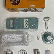 1pc Vegetable Chopper, Multifunctional Fruit Slicer, Handle Food Grater, Vegetable Slicer, Cutter With Container, Onion Mincer Chopper With Multiple Interchangeable Blades, Household Potato Shredder, Kitchen Stuff, Kitchen Gadgets