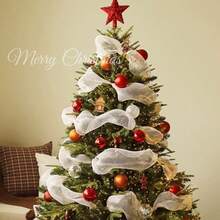 Christmas Tree Decorations Ribbons, Christmas Creative DIY Scene Decor PP Net Bow Hanging Accessories, Suitable For Christmas Tree Decoration, Gift Packaging, Flower Packaging