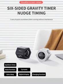 1pc Rechargeable 500mAh Kitchen/Study/Game Timer, 1/5/10/30/60min Hexagon Desk Flip Rotary Loop Productivity Timer Cube Big Screen Countdown Visual Pomodoro Timer, , A Great Gift