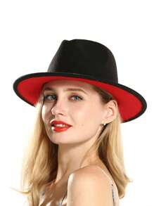 1 件男女通用宽边双色帽，时尚百搭软呢帽，适合年轻男女，适合户外骑行、西部主题派对、订婚派对、角色扮演、毕业典礼、化妆舞会、节日、生日庆典、音乐节、日常使用 - 彩色 - 查看 2