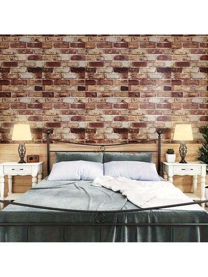 Roll Of 3D Brick Pattern Self Adhesive Wallpaper|PVC Material|Easy To Peel Off Paste, Removable|Modern Home ation, Bedrooms Living Rooms|Realistic Rood Bruin Texture Wand Stickers| Furniture Renovation, Easy Upgrade Furnishing|Brick |Textured Bed Room Wallpaper Paper Kitchen view 8
